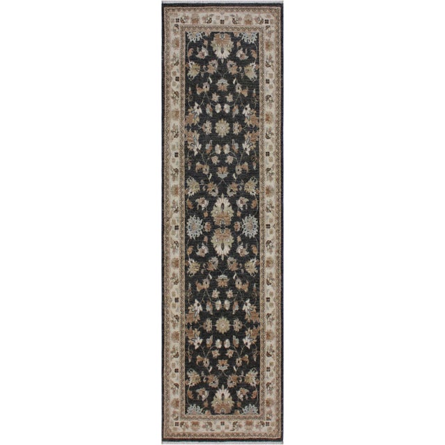 Charcoal 1990s Boho Chic Gray/Ivory Hand-Knotted Wool Rug - 2′8″ × 8′1″ For Sale - Image 8 of 8