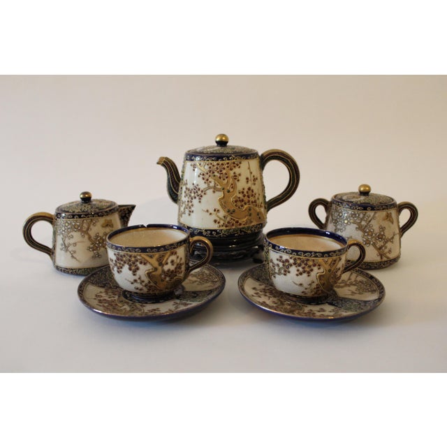 Ceramic Vintage Sozan Japanese Hand-Painted Tea Service- 7 Pieces For Sale - Image 7 of 7