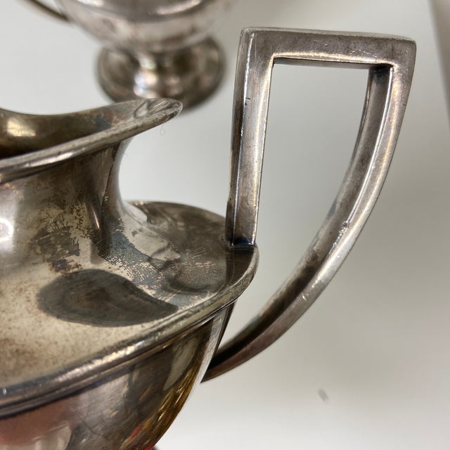 1910s Antique Barbour Silver Co. Quadruple Plate Creamer & Lidded Sugar Bowl – Early 20th Century For Sale - Image 5 of 12
