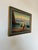 A charming vintage impressionist oil painting on canvas of a mediterranean coastal landscape with a couple of fishermen....