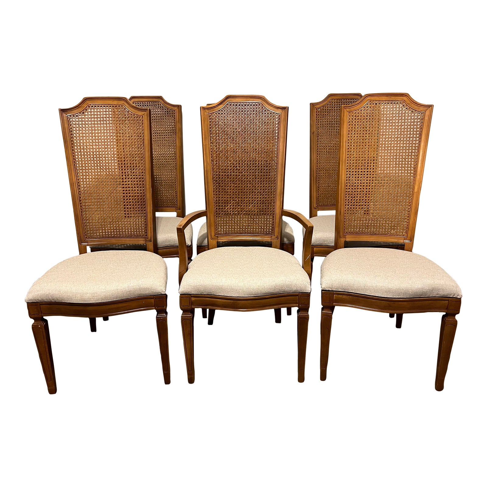 1970s Vintage Thomasville Cane Back Dining Chairs Set of 6 Chairish