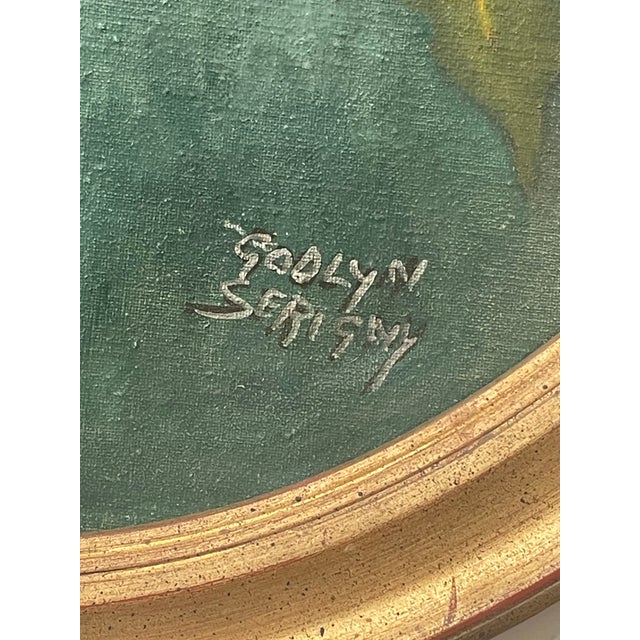 1980s 1980s Oval Gold Gilt Framed Oil Painting on Canvas- By Godlyn Serigny For Sale - Image 5 of 5