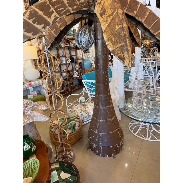 Vintage Palm Beach Palm Tree Coconuts Outdoor Patio Indoor Metal Tropical Statue For Sale In West Palm - Image 6 of 12