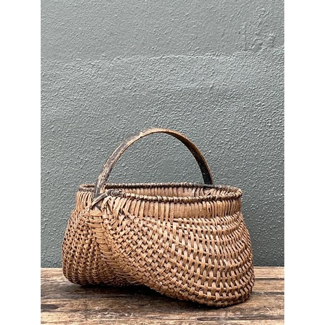Vintage Shaker Style Rattan Basket For Sale - Image 12 of 12