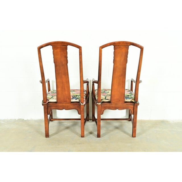 Henredon Hollywood Regency Chinoiserie Sculpted Mahogany Armchairs, Pair For Sale - Image 11 of 15