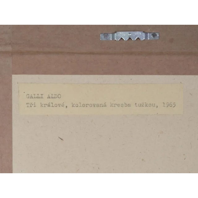 Aldo Galli, Three Kings, 1965, Pencil on Paper, Framed For Sale - Image 5 of 7