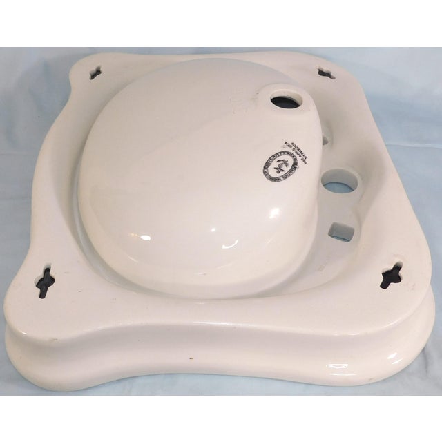 Antique Thomas Maddock's Sons Co. "Durock" Vitreous China Top-Mount (Drop-In) / Console Sink For Sale - Image 17 of 18