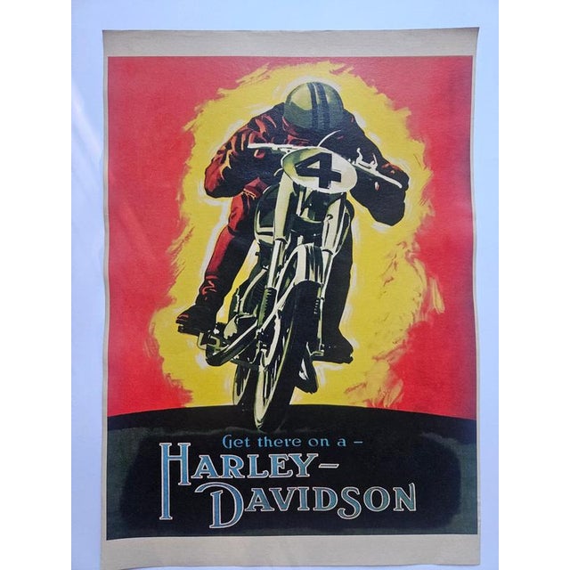 Art Deco Harley Davidson Motorcycle Advertising Poster, 1930s For Sale - Image 12 of 13