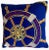 Campaign Embroidered Applique 18" Nautical Velvet Anchor & Ship's Wheel Pillows - A Pair For Sale - Image 3 of 7