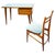 Elegant Italian writing desk and chair set dating to the 1950s, crafted in cherry wood with refined mid-century lines. The...