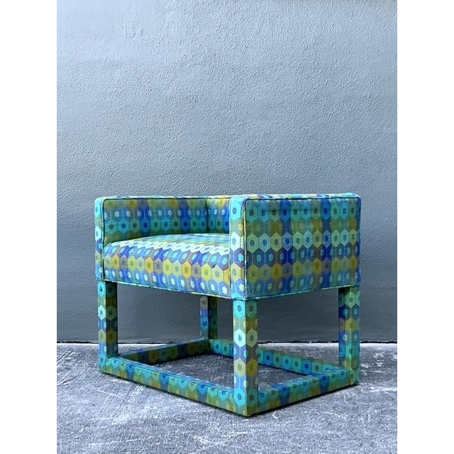 Mid-Century Modern Vintage Parsons Vanity Bench For Sale - Image 3 of 6