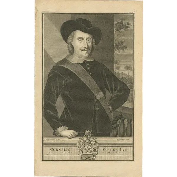 Cornelis van der lyn, gouverneur generaal van nederlands indien copperplate engraving/etching on hand laid (verge) paper....