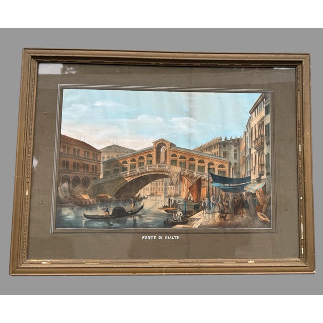 Early 20th Century Antique Victorian Italian Print Ponte Di Rialto Bridge in Venice For Sale - Image 5 of 8
