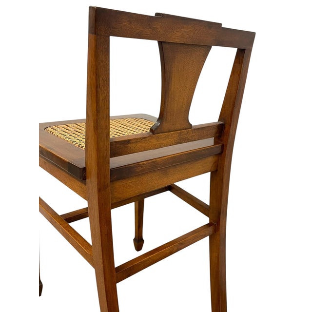 Vintage Arts & Crafts Style Wooden Side Chair With Caned Seat and Shaped Back Splat For Sale - Image 9 of 10
