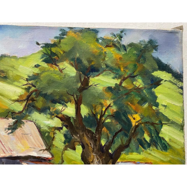 Clifford Holmes Rolling Hills Country Landscape W/ Barn and Oak Tree C.1950 For Sale - Image 4 of 10