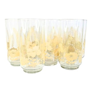 1970s Boho Floral Tumblers - Set of Eight For Sale