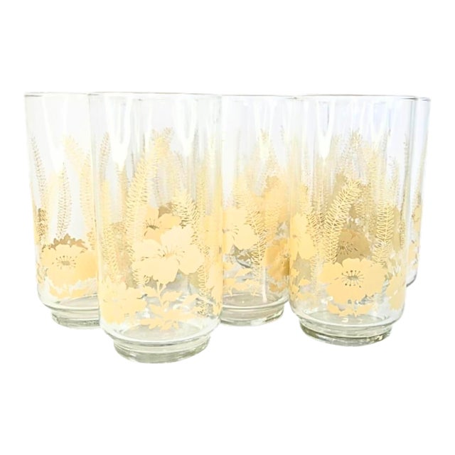 1970s Boho Floral Tumblers - Set of Eight For Sale