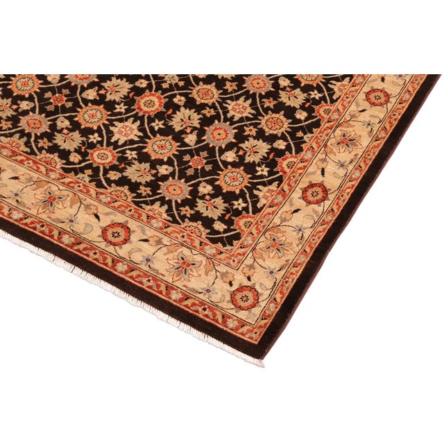 Shabby Chic Ziegler Brown Beige Hand-Knotted Wool Rug - 7'11'' X 9'10'' For Sale - Image 4 of 8
