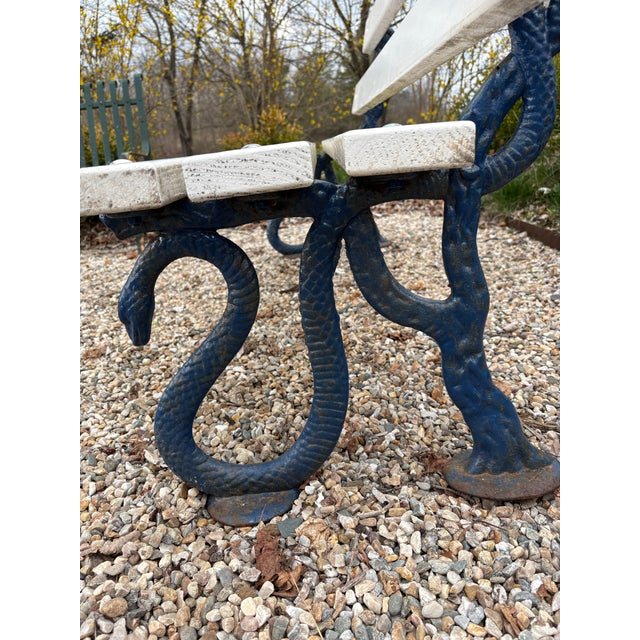 Victorian Mid 19th Century Victorian English Iron Serpent Garden Bench For Sale - Image 3 of 10