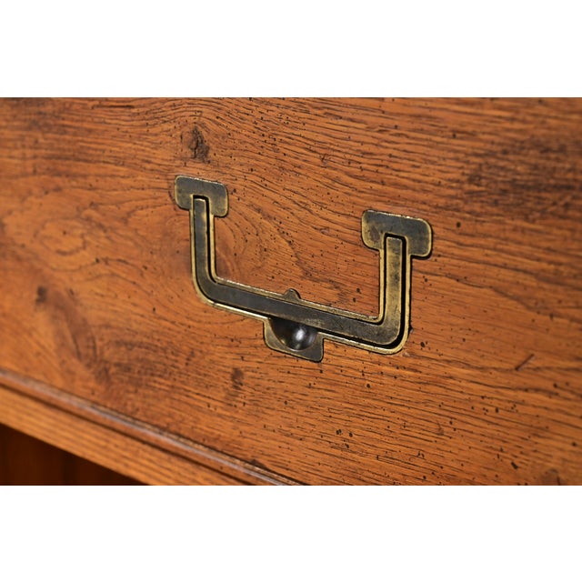 Henredon Mid-Century Modern Campaign Oak Nightstand, Circa 1970s For Sale In South Bend - Image 6 of 12