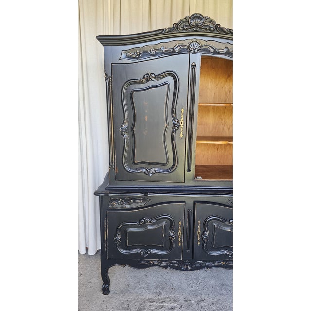 1920s Wardrobe Cabinet, Armoire, Black Distressed Style, French , Farm House Style For Sale - Image 9 of 17