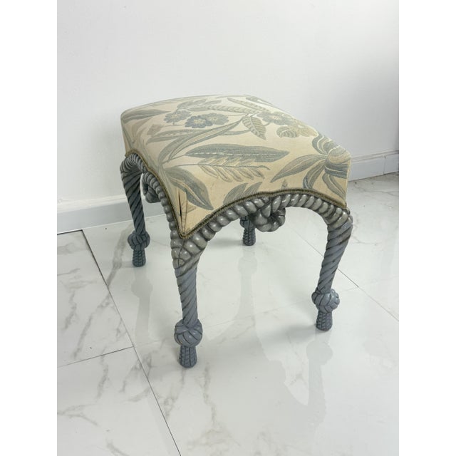 French Country Style Pouf with Rope Details, 1970 For Sale - Image 4 of 14