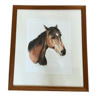 1960s Original Scottish Watercolor of Horse, Framed For Sale