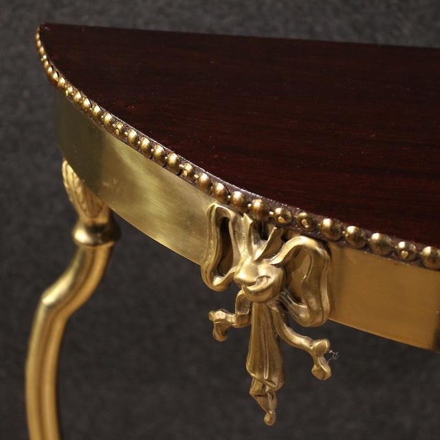 Brown 20th Century Italian Gilded Brass Console Table, 1950s For Sale - Image 8 of 13
