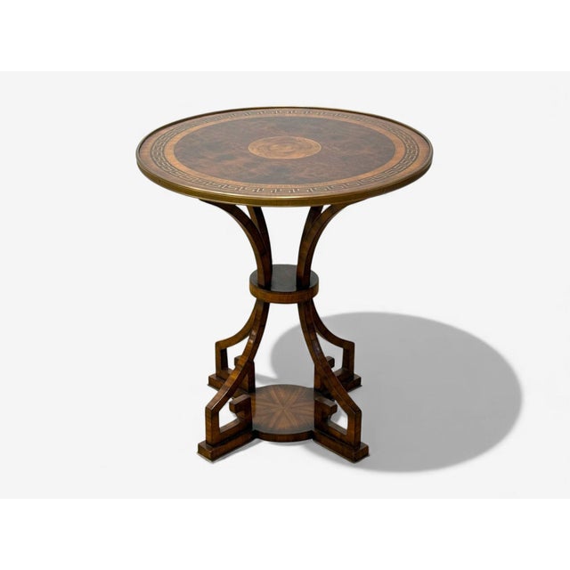 Neoclassical Russian Neoclassical, Burlwood, Brass, Attributed to Gueridon, France, 1950s For Sale - Image 3 of 12