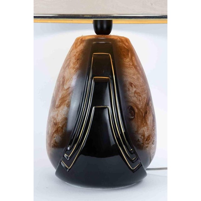 Vintage Art Deco Ceramic and Metal Table Lamp, Italy, 1970s For Sale - Image 4 of 9