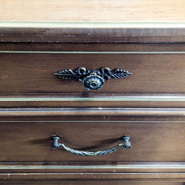 Brown Vintage Dixon-Powdermaker Vintage 9-Drawer Wood Dresser With Brass Accents For Sale - Image 8 of 11