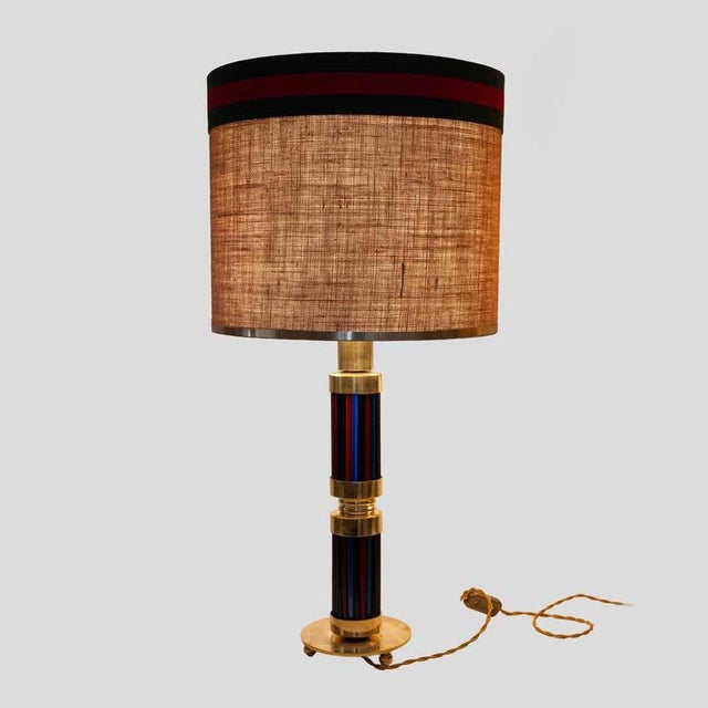 Green Murano Glass and Brass Table Lamps, 1970s, Set of 2 For Sale - Image 8 of 12