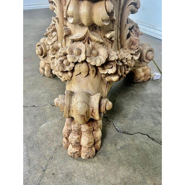 19th C. French Carved Beached Walnut Standing Lamp For Sale - Image 9 of 12