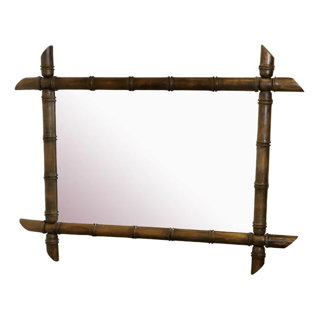 French Art Deco Bamboo Wall Mirror For Sale