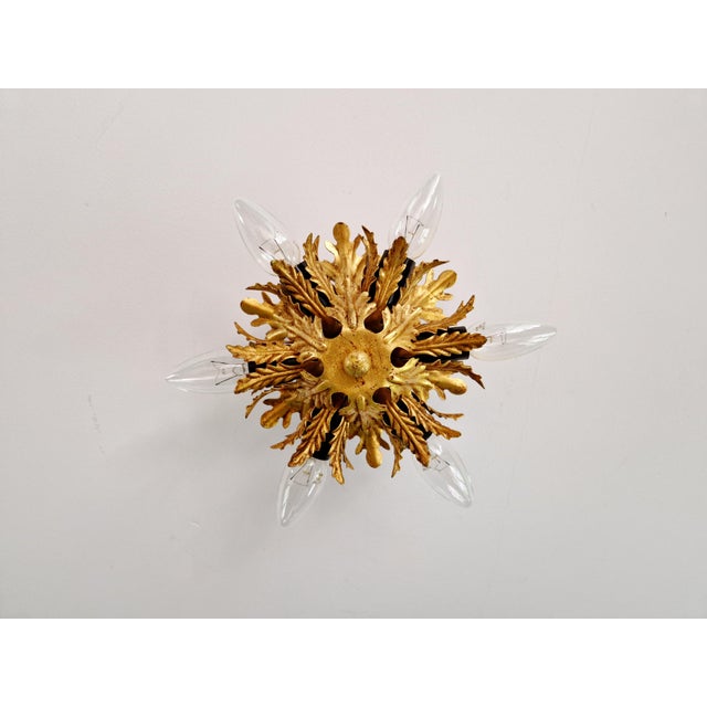 Gold Italian Ceiling Light in Gilded Metal from Banci Firenze, 1970 For Sale - Image 8 of 11