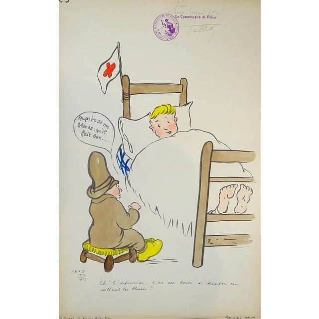 L'infirmier is an original satiric artwork realized by the illustrator Leka . Hand-signed on the lower left. Ink and...