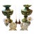 Vintage Candle Holders: 2 Large Majolica Stands, 2 Dansk Silverplated, 2 Jeanette, & 2 Mini Flower Vases With Vintage Marbles For Sale