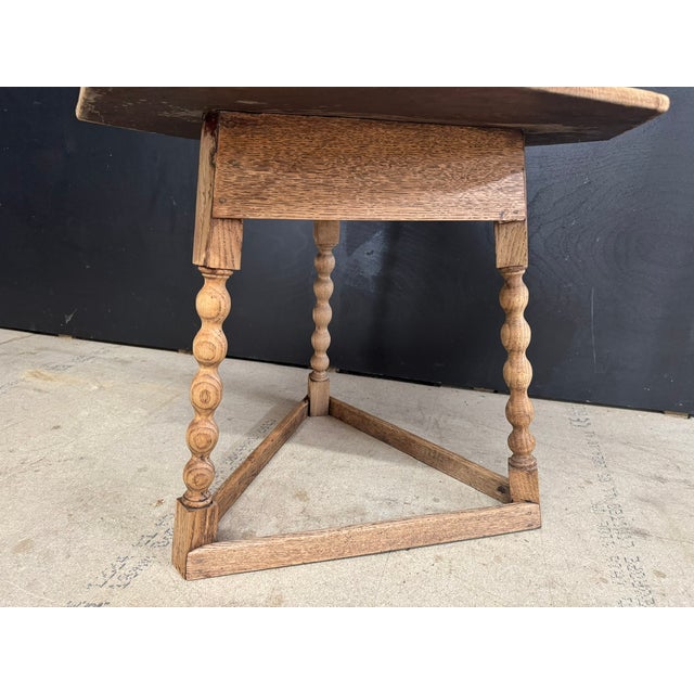 1910s Carved Oak Cricket Table, 1910 For Sale - Image 5 of 11