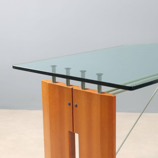 Desk in Glass and Wood For Sale - Image 4 of 11
