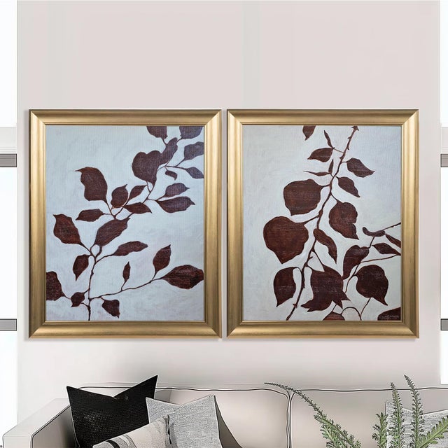 Paint Original Botanical Abstract Painting, Hand Painted Acrylic on Board, Modern Floral Wall Art For Sale - Image 7 of 7