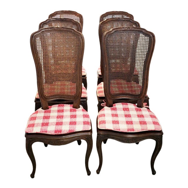 Henredon Four Centuries French High Back Cane Dining Chairs With