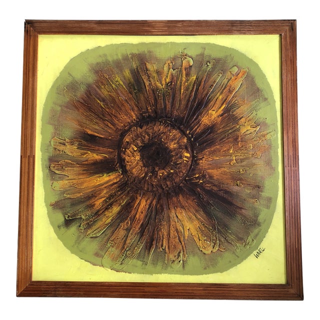 Original 1960’s Pop Art Sunflower Painting Signed For Sale