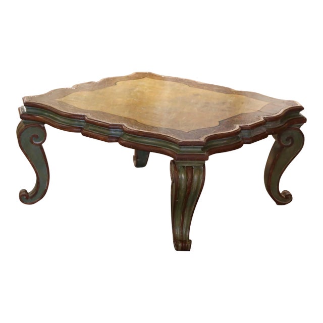 Early 20th Century Italian Louis XV Painted and Giltwood Coffee Table For Sale