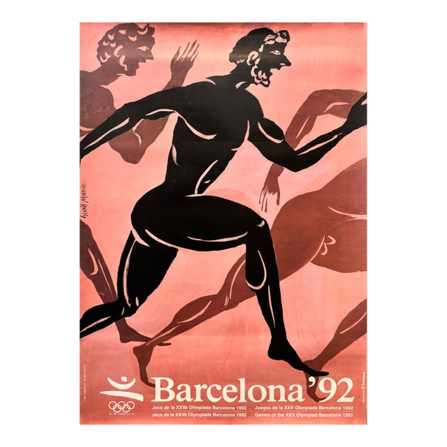 1992 Barcelona Olympic Poster, Greek Runner - Giralt Miracle For Sale