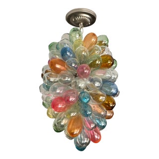 Stained Hand-Blown Glass Colorful Light Fixture For Sale
