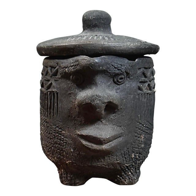 Rare Anthropomorphic Folk Art Sculptural Cup With Lid For Sale