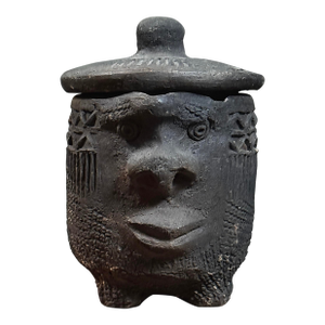 Rare Anthropomorphic Folk Art Sculptural Cup With Lid