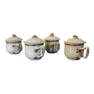 Antique Early 19th Century Chinese Export Porcelain Pot De Creme or Syllabub Cups- Set of 4