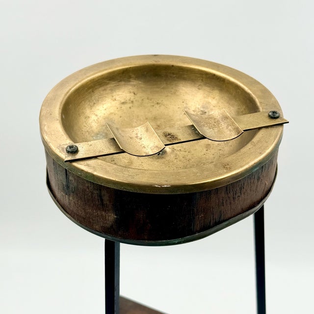 Chrome Tripod Floor Ashtray with Blue Ceramic Bowl, 1960s For Sale - Image 6 of 11