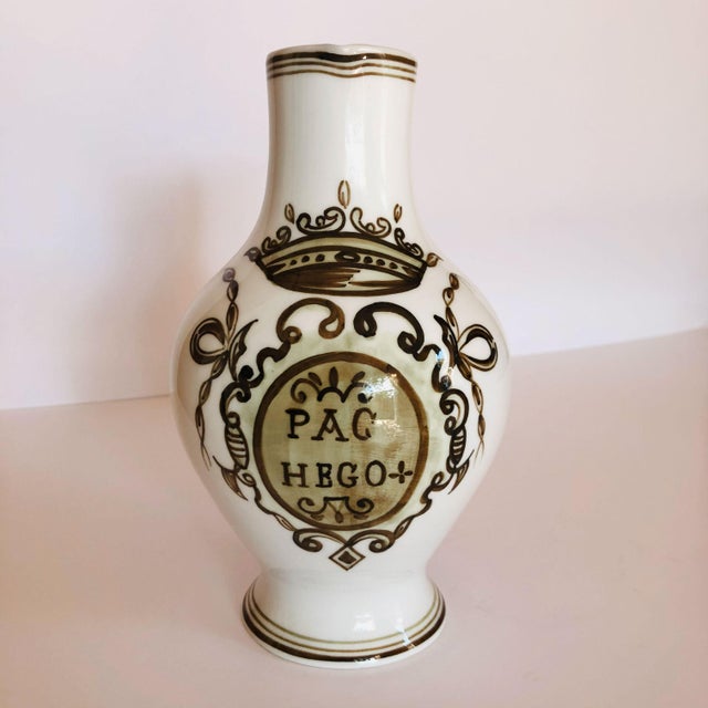 Vintage Hand-Painted Portuguese Pitcher by Cfo Viana – Folk Art Scene For Sale In Los Angeles - Image 6 of 8